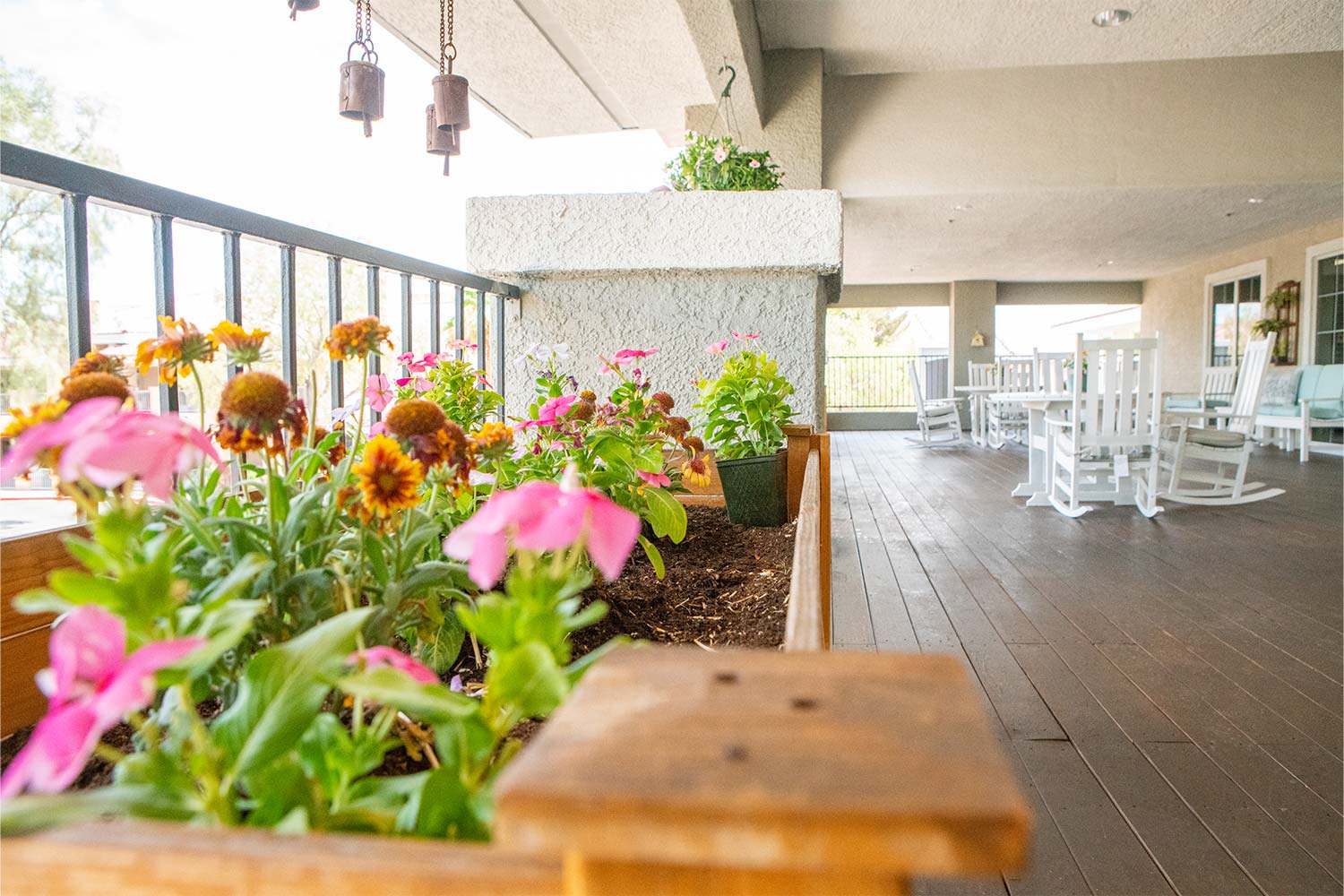 Avamere at Cheyenne Patio Seating with Garden Flowers